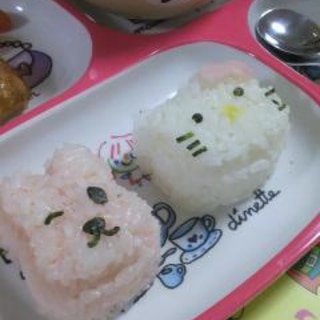 キャラ弁♪キティ＆うさぎちゃんおにぎり